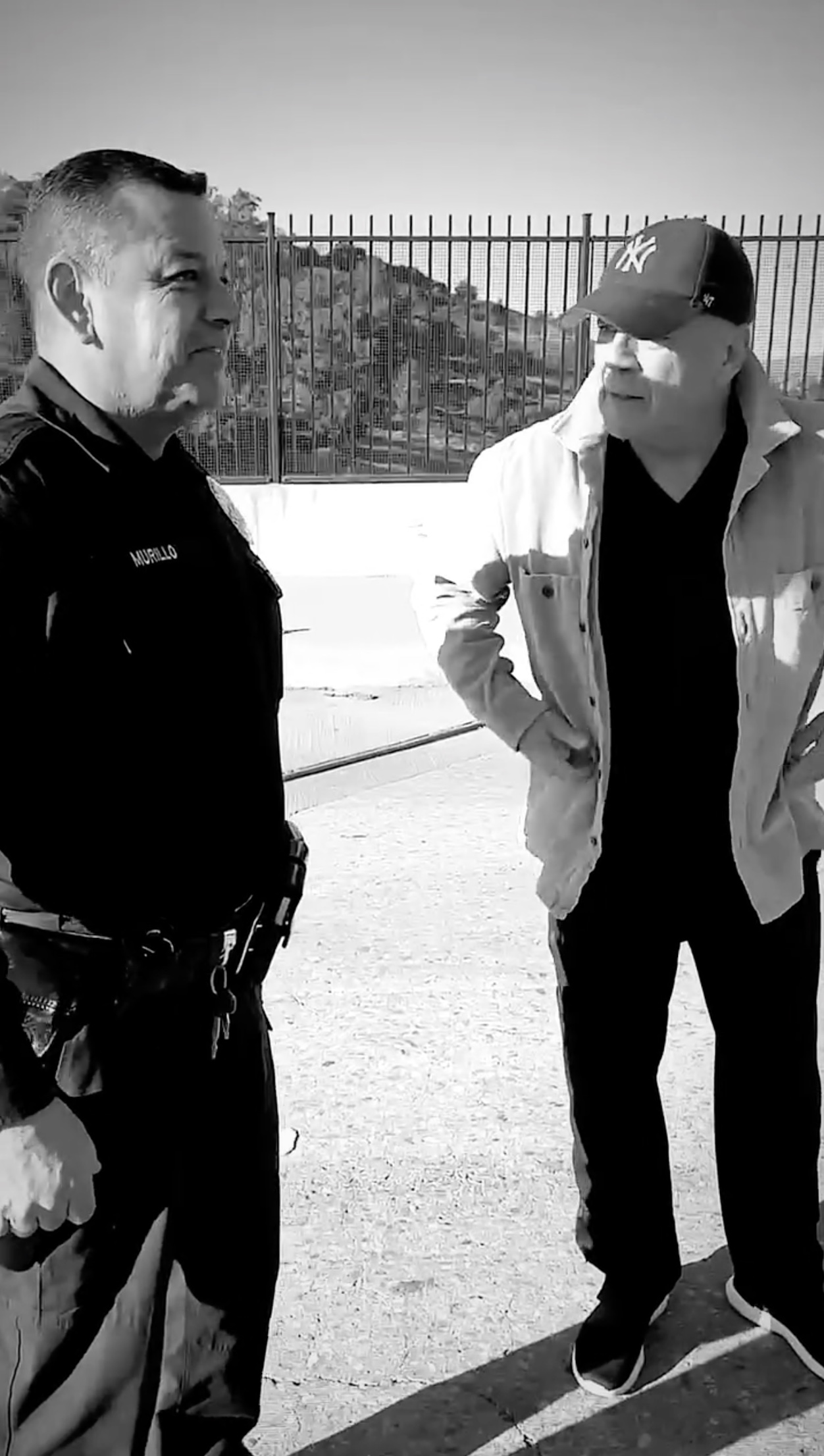 Bruce Willis and LA police officers in January 2025