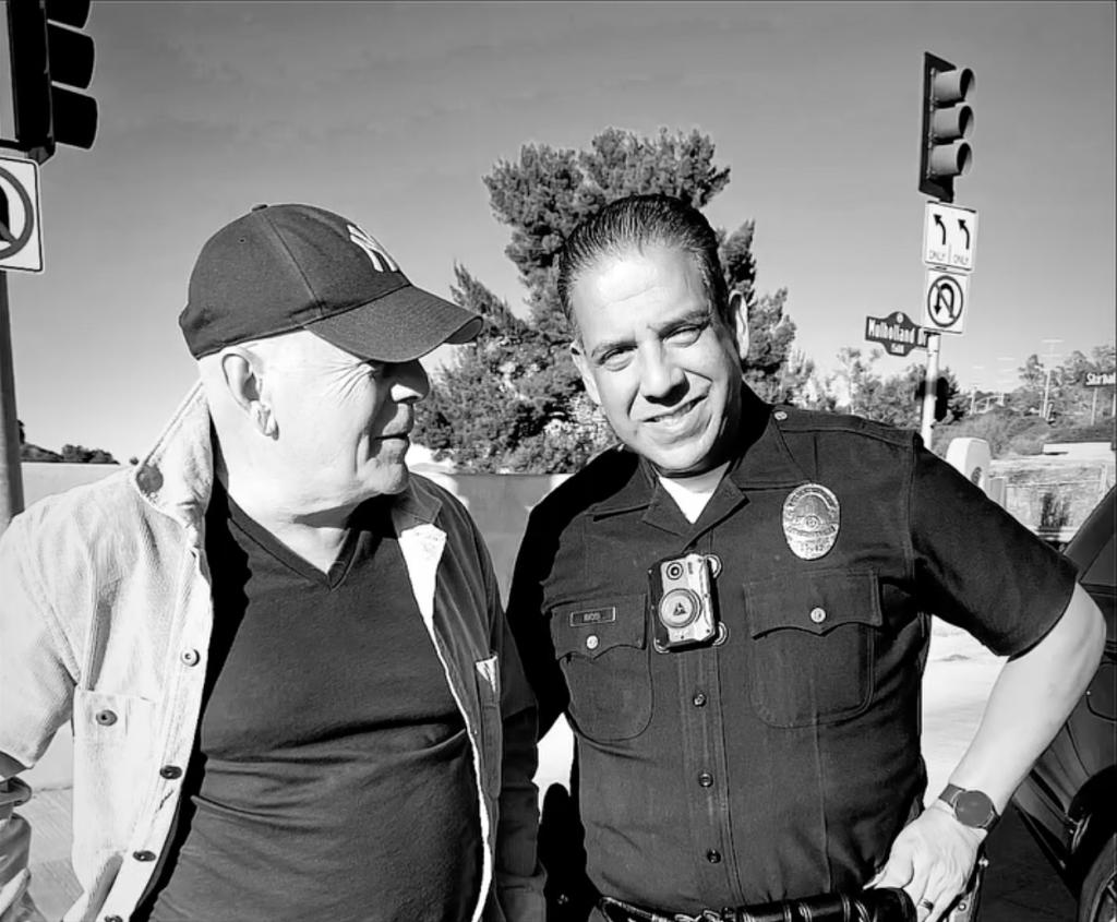Bruce Willis and LA police officers in January 2025