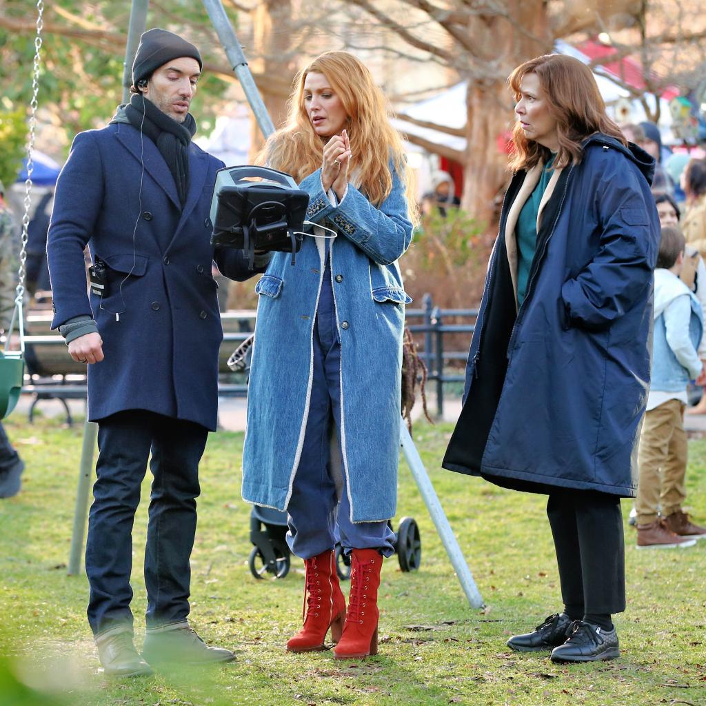 Blake Lively and Justin Baldoni filming "it ends with us."