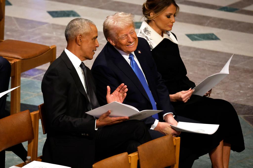 Barack Obama, Donald Trump and Melania Trump 