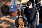 split image of Meghan Markle, Prince Harry, and Justine Bateman