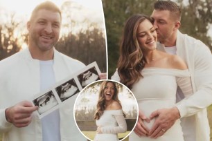Tim Tebow and his wife, Demi-Leigh, split image.