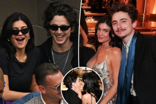 split image of Kylie Jenner and Timothee Chalamet