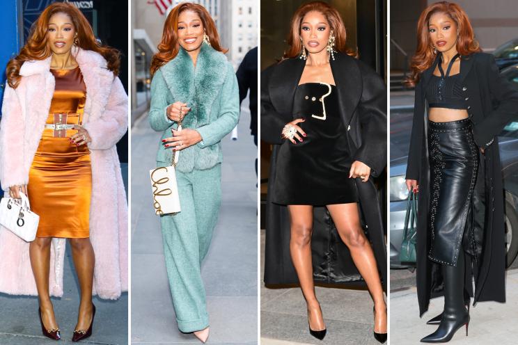 Leather, satin and studs: Keke Palmer turns the NYC sidewalk into a catwalk with 4 jaw-dropping outfits in 24 hours