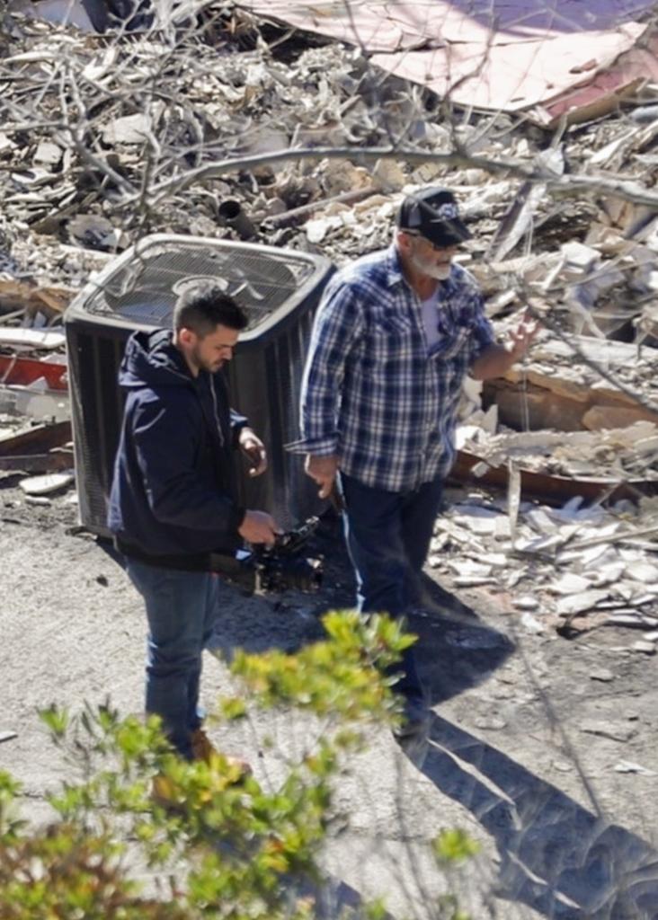 Mel Gibson visiting his Malibu, Calif., mansion that was destroyed in the Palisades wildfires on Jan. 15.  