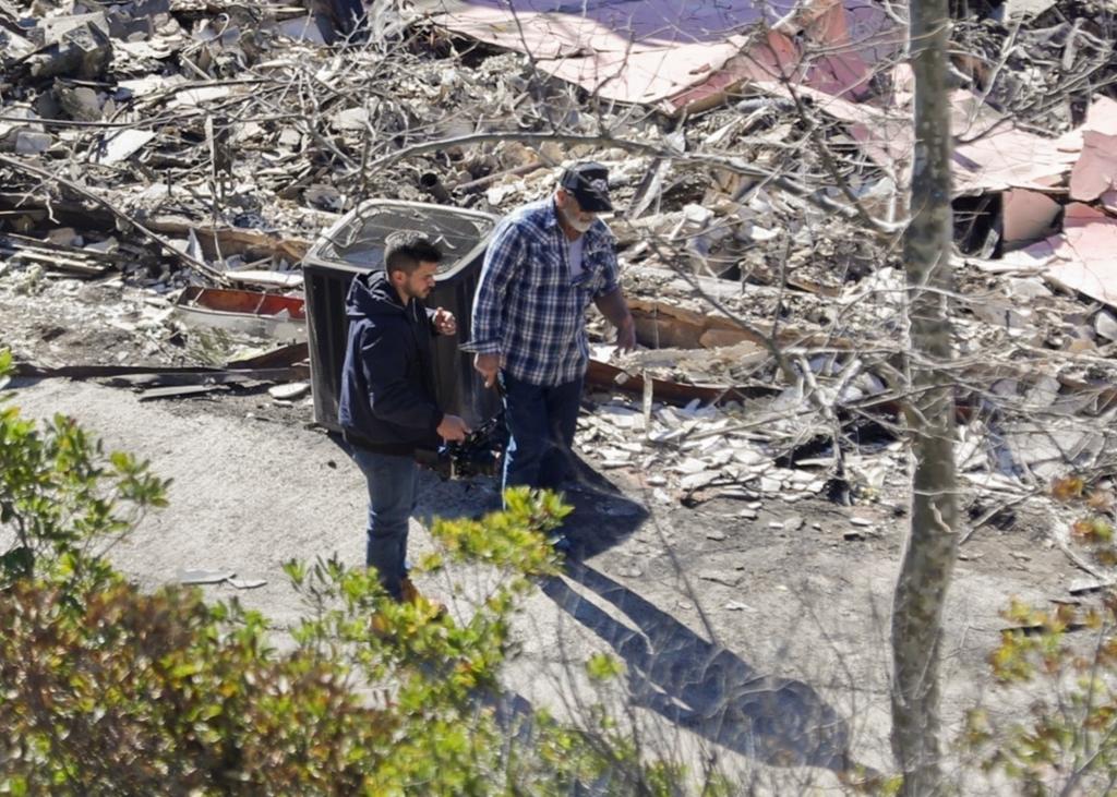 Mel Gibson visiting his Malibu, Calif., mansion that was destroyed in the Palisades wildfires on Jan. 15.  