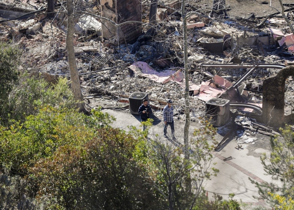 Mel Gibson visiting his Malibu, Calif., mansion that was destroyed in the Palisades wildfires on Jan. 15.  