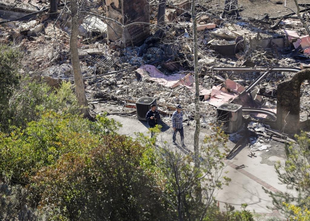 Mel Gibson visiting his Malibu, Calif., mansion that was destroyed in the Palisades wildfires on Jan. 15.  