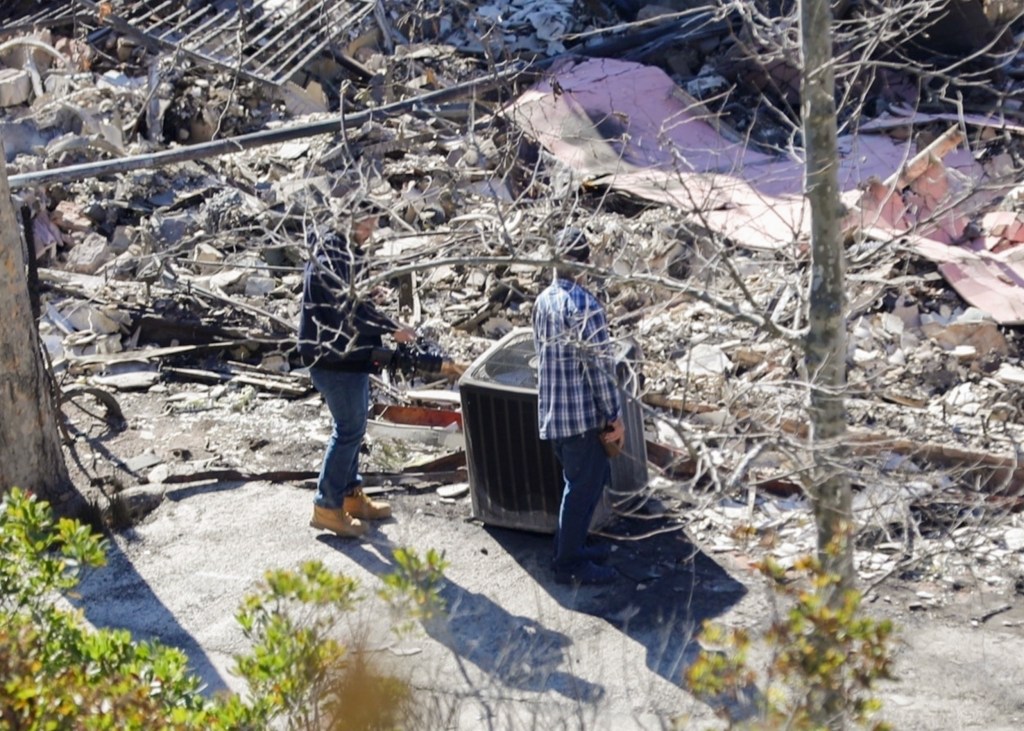 Mel Gibson visiting his Malibu, Calif., mansion that was destroyed in the Palisades wildfires on Jan. 15.  