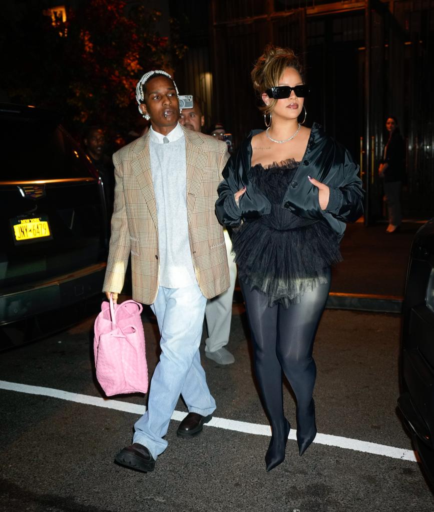 A$AP Rocky carrying Bottega Veneta with Rihanna