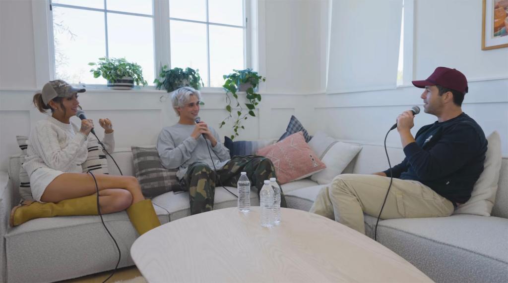 Brianna "Chickenfry" LaPaglia, Josh Richards and Josh Peck sitting and talking