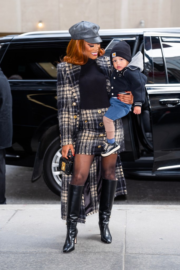 Keke Palmer and her son Leodis "Leo" Andrellton smile for the cameras in NYC.