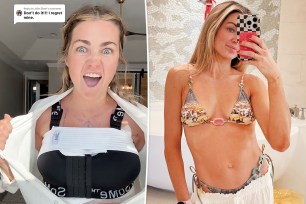 Lindsay Arnold showing off her breast Augmentation in a TikTok video Wednesday split with her in December 2024.