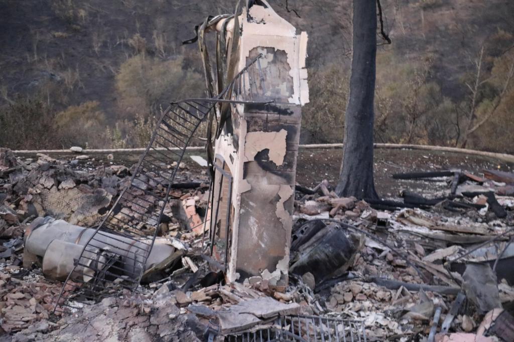 Mel Gibson visiting his Malibu, Calif., mansion that was destroyed in the Palisades wildfires on Jan. 15.  