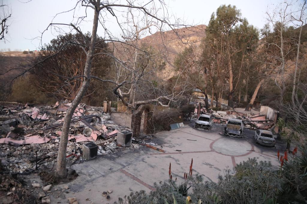 Mel Gibson visiting his Malibu, Calif., mansion that was destroyed in the Palisades wildfires on Jan. 15.  
