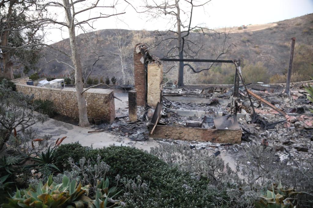Mel Gibson visiting his Malibu, Calif., mansion that was destroyed in the Palisades wildfires on Jan. 15.  
